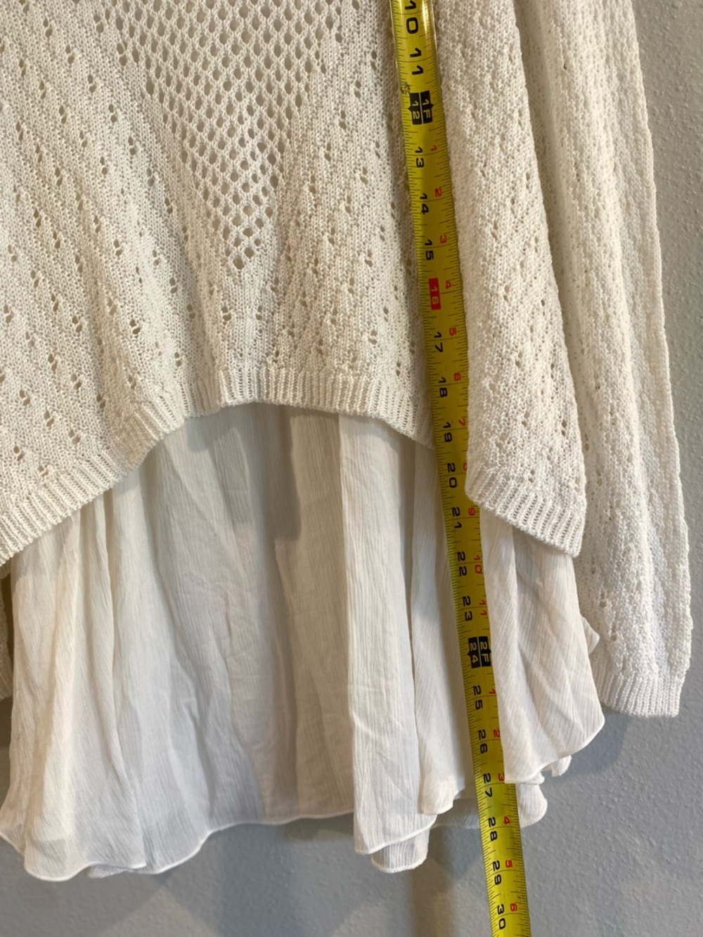 Anthropologie Sweater Ivory Crochet Open Knit Layered Set Size XS Boho Festival - Picture 10 of 11